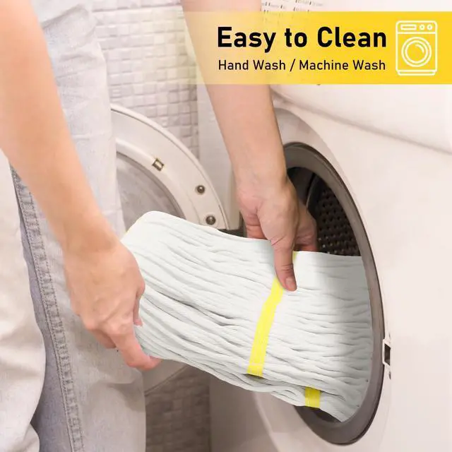 Alt view image 4 of 7 - Heavy Duty String Wet Mop for Floor Cleaning, Commercial Industrial Cotton Mops with Stainless Steel Long Handle for Home, Kitchen, Bathroom, Garage