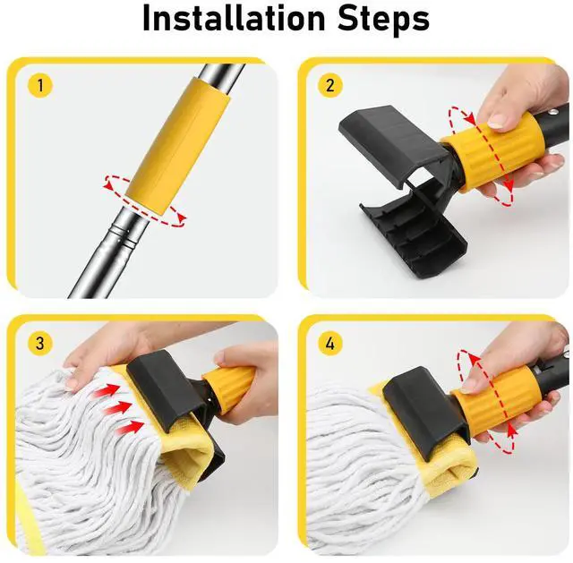 Alt view image 5 of 7 - Heavy Duty String Wet Mop for Floor Cleaning, Commercial Industrial Cotton Mops with Stainless Steel Long Handle for Home, Kitchen, Bathroom, Garage