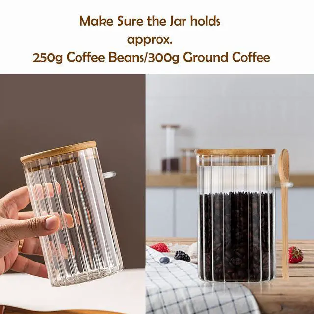 Alt view image 4 of 7 - 24 FL OZ Airtight Glass Jar with Bamboo Spoons Lids Overnight Oats Container Decorative Coffee Bar Food Storage Jar Cereal Nuts Salts Coffee Tea Flour Sugar Container Spice Jar
