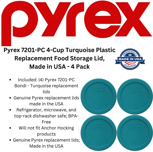 Alt view image 4 of 4 - 7201-PC 4 Cup Turquoise Food Storage Replacement Lid (4-Pack) - Made in USA