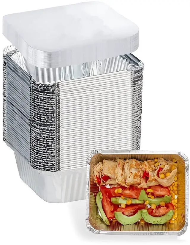 Main image of 1 Lb Small Aluminum Pans with Lids(40 Pack - 5"×4") Tin Foil Pans Disposable Cookware- Cardboard Lids, for Cooking Baking Party Meal,Takeout Trays - To Go Disposable Food Container