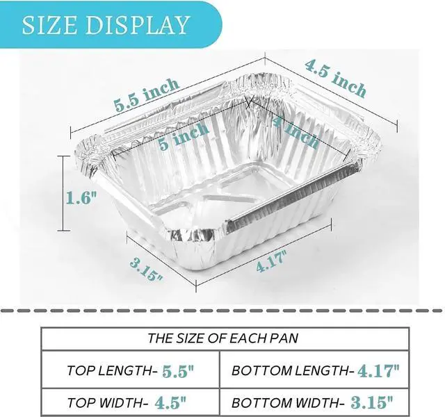 Alt view image 3 of 7 - 1 Lb Small Aluminum Pans with Lids(40 Pack - 5"×4") Tin Foil Pans Disposable Cookware- Cardboard Lids, for Cooking Baking Party Meal,Takeout Trays - To Go Disposable Food Container