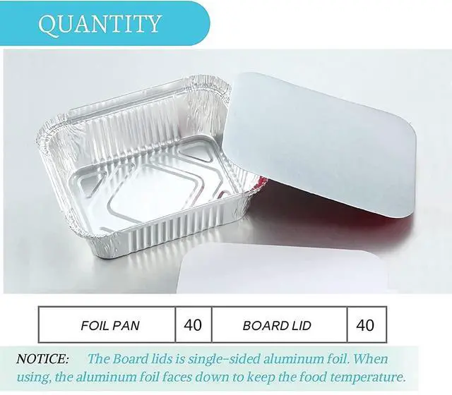 Alt view image 2 of 7 - 1 Lb Small Aluminum Pans with Lids(40 Pack - 5"×4") Tin Foil Pans Disposable Cookware- Cardboard Lids, for Cooking Baking Party Meal,Takeout Trays - To Go Disposable Food Container