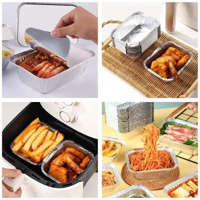 Alt view image 4 of 7 - 1 Lb Small Aluminum Pans with Lids(40 Pack - 5"×4") Tin Foil Pans Disposable Cookware- Cardboard Lids, for Cooking Baking Party Meal,Takeout Trays - To Go Disposable Food Container
