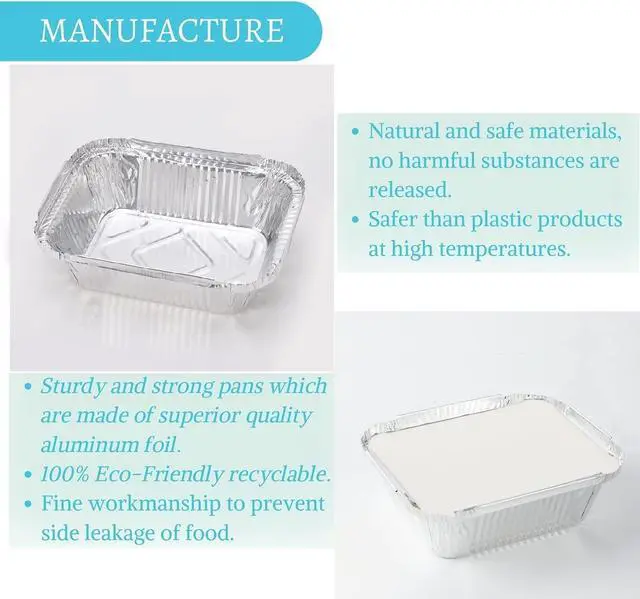 Alt view image 5 of 7 - 1 Lb Small Aluminum Pans with Lids(40 Pack - 5"×4") Tin Foil Pans Disposable Cookware- Cardboard Lids, for Cooking Baking Party Meal,Takeout Trays - To Go Disposable Food Container