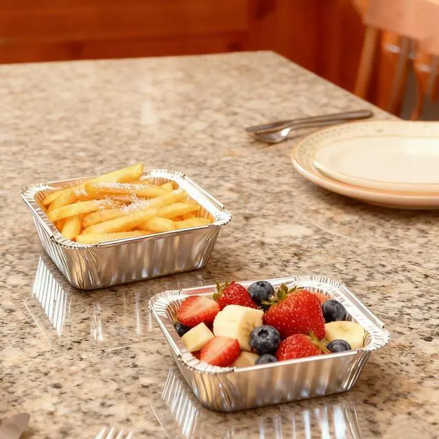 Alt view image 7 of 7 - 1 Lb Small Aluminum Pans with Lids(40 Pack - 5"×4") Tin Foil Pans Disposable Cookware- Cardboard Lids, for Cooking Baking Party Meal,Takeout Trays - To Go Disposable Food Container