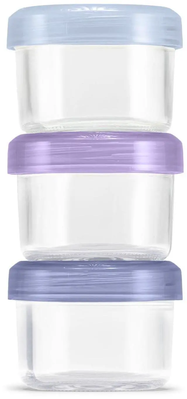 Main image of Color Lock 3-Pack 4oz Reusable Glass Condiment Containers with Screw-on Leak-Proof Lid, Perfect for Salad Dressing Sauce Dips, Lunchbox Picnic, BPA-Free, Purple Rain