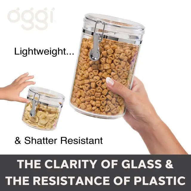 Alt view image 4 of 7 - Clear Canister with Clamp Lid, 28 oz - Large Airtight Food Storage Container, for Kitchen & Pantry Storage of Bulk, Dry Foods Including Pasta, Flour, Sugar, Coffee, Rice, Tea, Spices & Herbs
