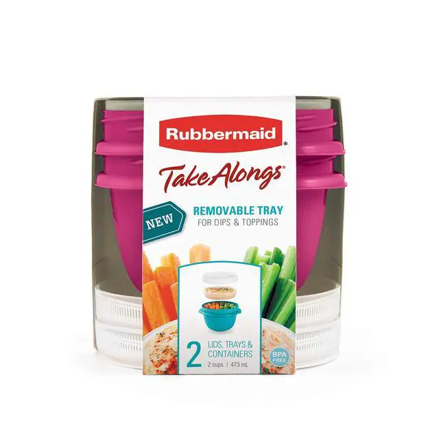 Alt view image 3 of 3 - TakeAlongs Snacking Food Storage Containers, 2 Cups Size - 2 Lids, Trays, and Containers 7S87
