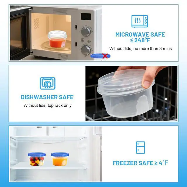 Alt view image 6 of 7 - 6 Pack Freezer Containers with Screw On Lids, 12 Oz Stackable Reusable Plastic Storage Container, Airtight Plastic Food Storage Containers with Twist Top Lids for Food Soup Jello Sauce