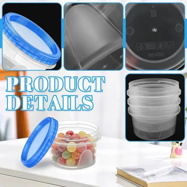 Alt view image 3 of 7 - 6 Pack Freezer Containers with Screw On Lids, 12 Oz Stackable Reusable Plastic Storage Container, Airtight Plastic Food Storage Containers with Twist Top Lids for Food Soup Jello Sauce