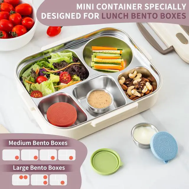 Alt view image 5 of 6 - 8 Pack - 1.6 Oz Small Salad Dressing Containers To Go, Leakproof Condiment Containers with Lids Reusable Stainless Steel Sauce Cups for Lunch Boxes Kitchen Storage Picnics Travel Meal Prep