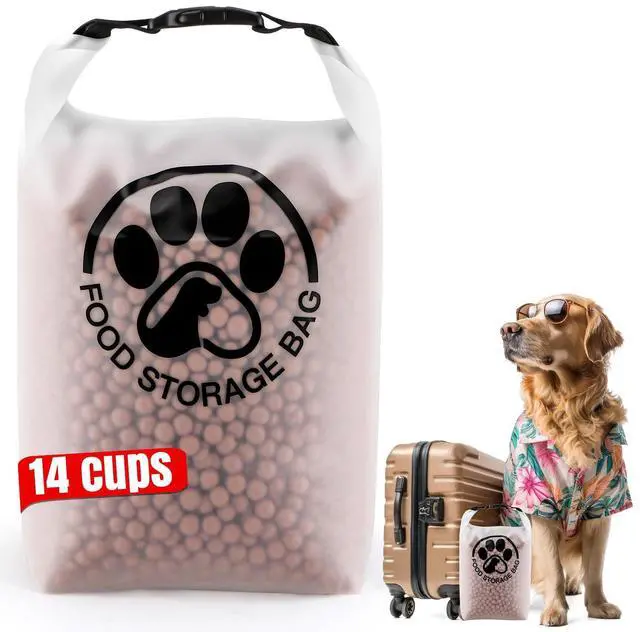 Main image of Pet Food Storage Bag for Travel - Transparent Leak-Proof Dog Food Container with Roll-Top Closure, Keeps Kibble Fresh for Camping Trip, Dog Boarding, Weekend Getaways (14 Cups)