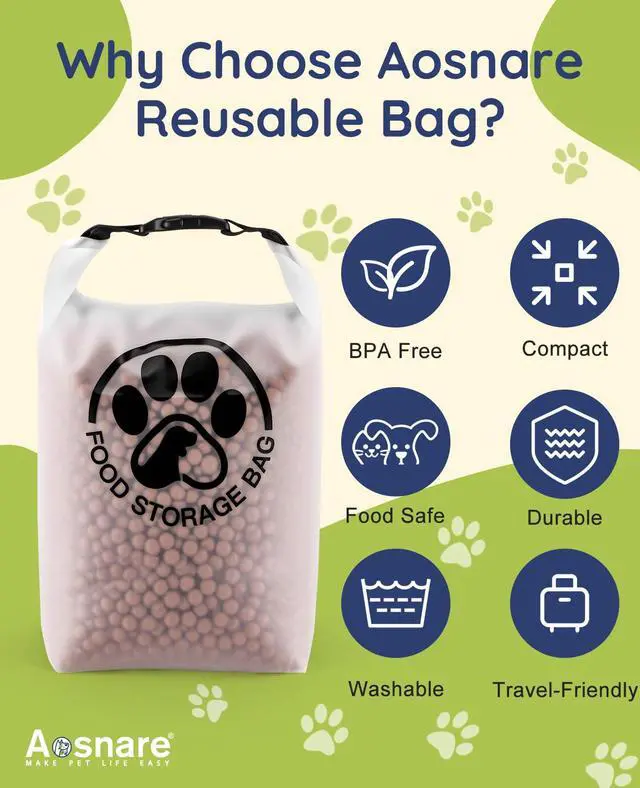 Alt view image 3 of 7 - Pet Food Storage Bag for Travel - Transparent Leak-Proof Dog Food Container with Roll-Top Closure, Keeps Kibble Fresh for Camping Trip, Dog Boarding, Weekend Getaways (14 Cups)