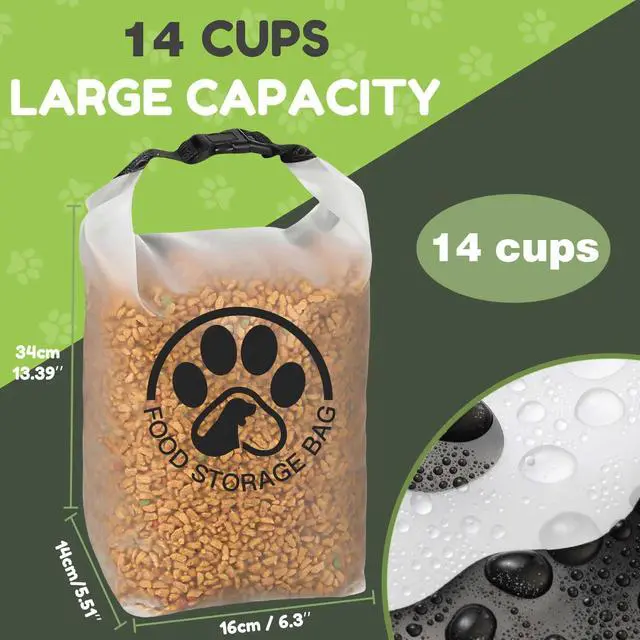 Alt view image 4 of 7 - Pet Food Storage Bag for Travel - Transparent Leak-Proof Dog Food Container with Roll-Top Closure, Keeps Kibble Fresh for Camping Trip, Dog Boarding, Weekend Getaways (14 Cups)