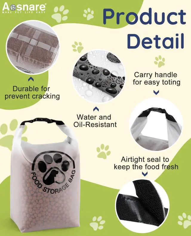 Alt view image 6 of 7 - Pet Food Storage Bag for Travel - Transparent Leak-Proof Dog Food Container with Roll-Top Closure, Keeps Kibble Fresh for Camping Trip, Dog Boarding, Weekend Getaways (14 Cups)