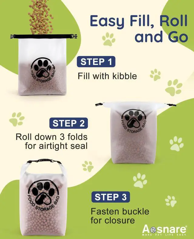 Alt view image 5 of 7 - Pet Food Storage Bag for Travel - Transparent Leak-Proof Dog Food Container with Roll-Top Closure, Keeps Kibble Fresh for Camping Trip, Dog Boarding, Weekend Getaways (14 Cups)