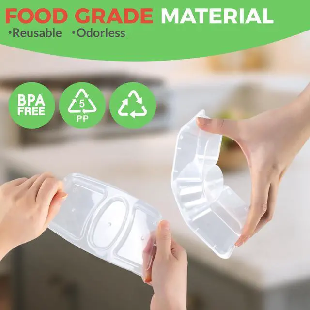 Alt view image 3 of 7 - 8 OZ Reusable Snack Containers with Lids, New 3 Compartment Condiment Snack Pack Containers 10 Sets