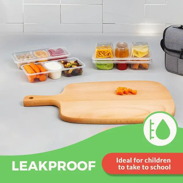 Alt view image 4 of 7 - 8 OZ Reusable Snack Containers with Lids, New 3 Compartment Condiment Snack Pack Containers 10 Sets