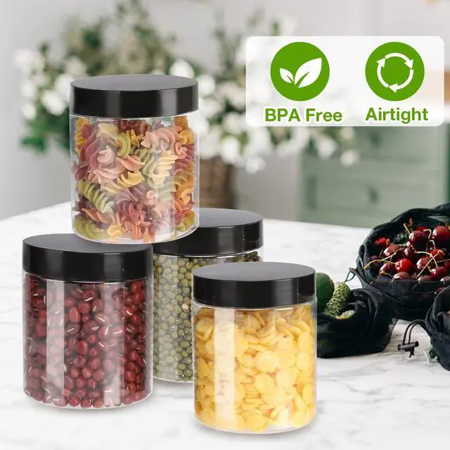 Alt view image 4 of 7 - 6 Pack Plastic Jars with Lids, 8 oz Clear Storage Container, Leakproof Plastic Mason Jars, Empty Round Slime Container, Cosmetic Jars for Storing Dry Food, Peanut, Spice, Cookie, Candy