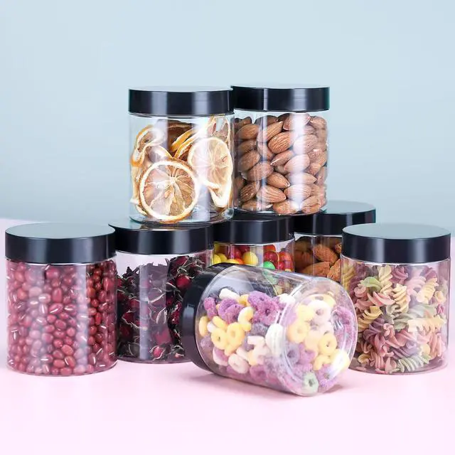 Alt view image 7 of 7 - 6 Pack Plastic Jars with Lids, 8 oz Clear Storage Container, Leakproof Plastic Mason Jars, Empty Round Slime Container, Cosmetic Jars for Storing Dry Food, Peanut, Spice, Cookie, Candy