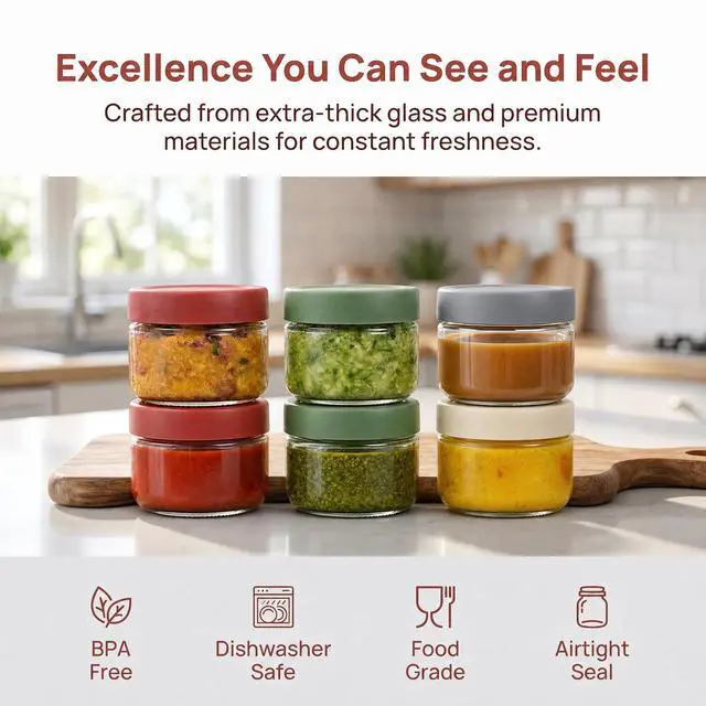 Alt view image 3 of 7 - 2 oz Glass Dressing Containers With Lids, Sauce Jars for Lunch, 6pk