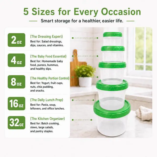 Alt view image 3 of 7 - 2 oz Plastic Containers with Lids Small Salad Dressing Container To Go Condiment Sauce Dipping Cups Jar Airtight,12-pack