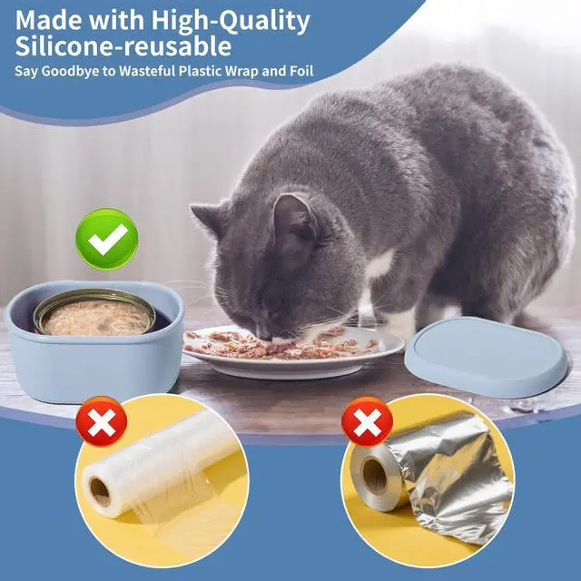 Alt view image 4 of 7 - Canned Cat Food Storage Container for 3oz Cat Cans, 2Pack Silicone Airtight Can Cover Pet Food Sealer Reusable Sealing Box for 2.56''/65mm Can Keep Food Fresh