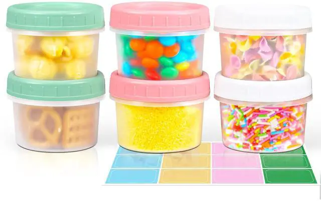 Main image of 4oz 6Pack Small Food Containers with Lids Salad Dressing Container Reuseable Snack Container Plastic Jar Freezer Storage Jars, Leakproof/Microwave/Dishwasher Safe