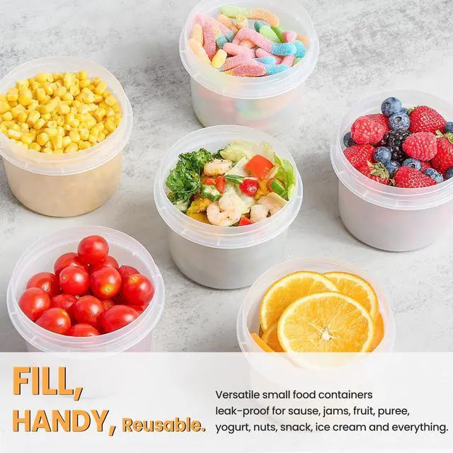 Alt view image 5 of 6 - 6 Pack - 20 Oz Food Storage Containers with Screw Lids, Airtight Plastic Small Freezer Storage Container for Ice Cream, Overnight Oats, Snack, Soup, Portion and Meal Prep Container
