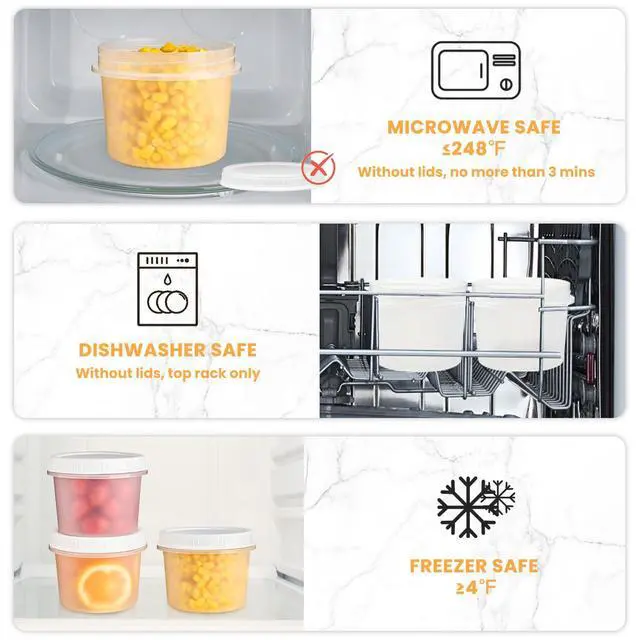 Alt view image 4 of 6 - 6 Pack - 20 Oz Food Storage Containers with Screw Lids, Airtight Plastic Small Freezer Storage Container for Ice Cream, Overnight Oats, Snack, Soup, Portion and Meal Prep Container