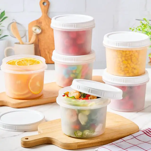 Alt view image 6 of 6 - 6 Pack - 20 Oz Food Storage Containers with Screw Lids, Airtight Plastic Small Freezer Storage Container for Ice Cream, Overnight Oats, Snack, Soup, Portion and Meal Prep Container