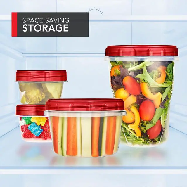 Alt view image 3 of 7 - 16oz Plastic Containers with Red Twist Top Lids (10 Pack) 2-Cup Freezer Containers for Leftovers, Airtight Reusable Soup Storage, Microwave & Dishwasher Safe