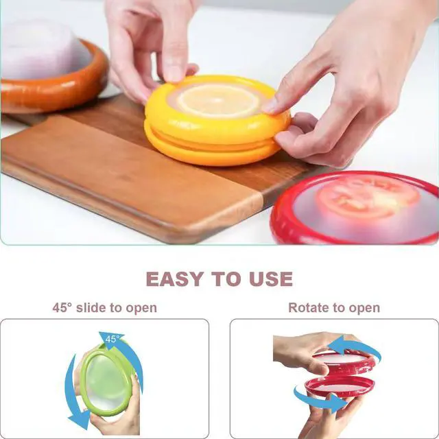 Alt view image 3 of 7 - Avocado Saver and Tomato Holder - Set of 4 Reusable Storage Containers for Fridge - Ideal for Garlic, Onions, Lemons, and Potatoes
