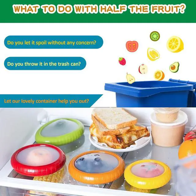 Alt view image 7 of 7 - Avocado Saver and Tomato Holder - Set of 4 Reusable Storage Containers for Fridge - Ideal for Garlic, Onions, Lemons, and Potatoes