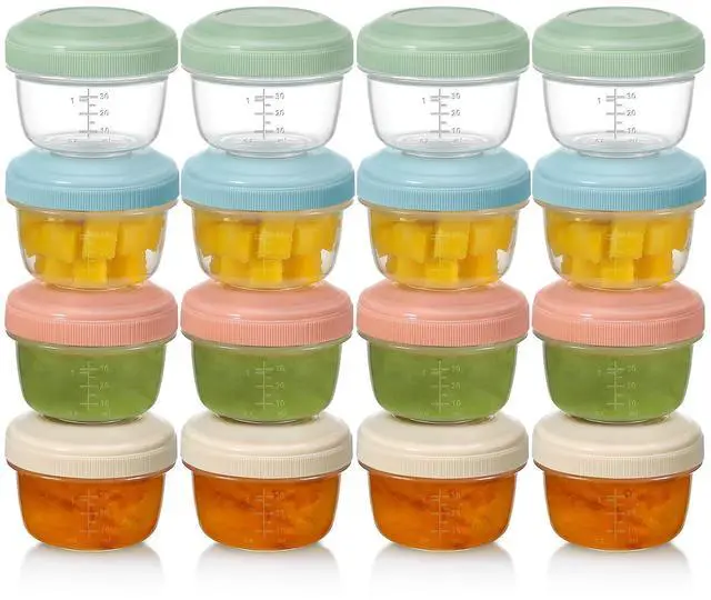 Main image of 16 Pack 2 oz Salad Dressing Container to Go, Small Condiment Containers with Lids for Lunch Bento Box, Reusable Plastic Snack Jars, Deli Containers, Colorful Sauce Cups, Dishwasher Safe