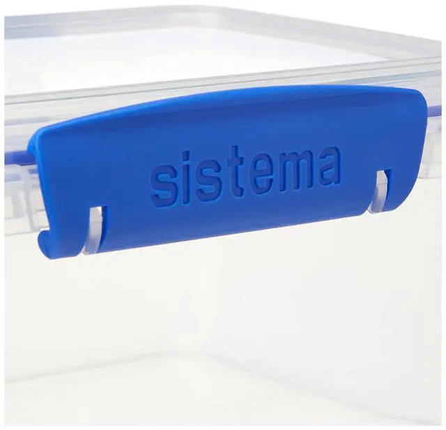 Alt view image 3 of 7 - KLIP IT Rectangular Collection Food Storage Container, 33.8 oz./1 L, Clear/Blue