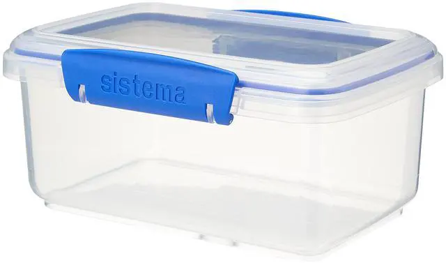 Main image of KLIP IT Rectangular Collection Food Storage Container, 33.8 oz./1 L, Clear/Blue