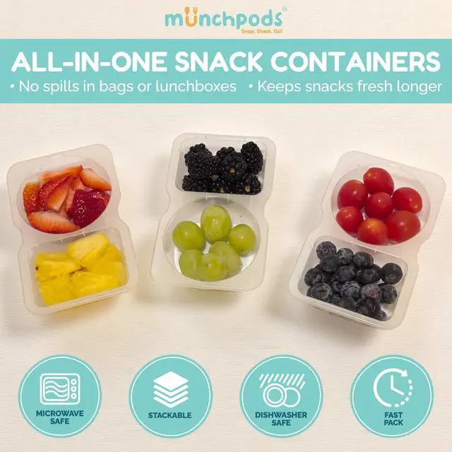 Alt view image 2 of 7 - Reusable Snack Containers with Lids 20 Pack (40 Pieces) Portion control, Snack Pack Containers 2 Double Compartment Snack Containers for Kids On the Go Meals, Camping Snack Tray Prep