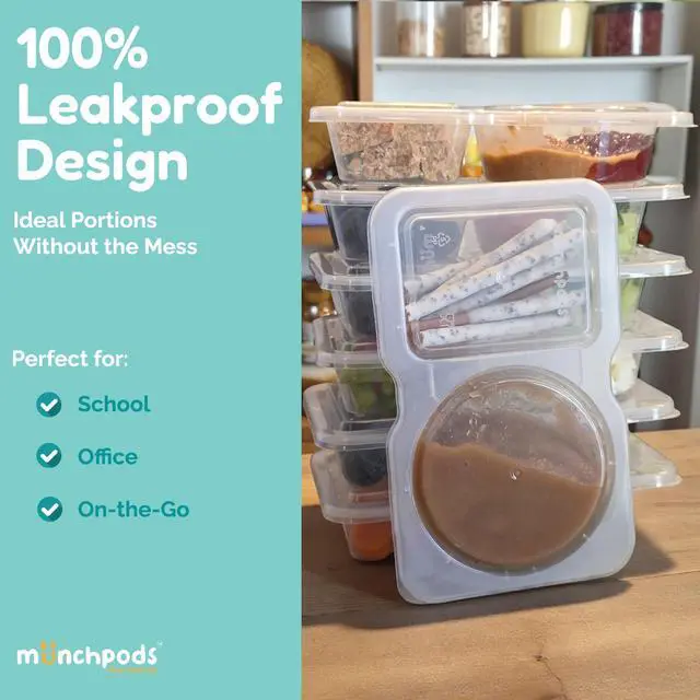 Alt view image 3 of 7 - Reusable Snack Containers with Lids 20 Pack (40 Pieces) Portion control, Snack Pack Containers 2 Double Compartment Snack Containers for Kids On the Go Meals, Camping Snack Tray Prep