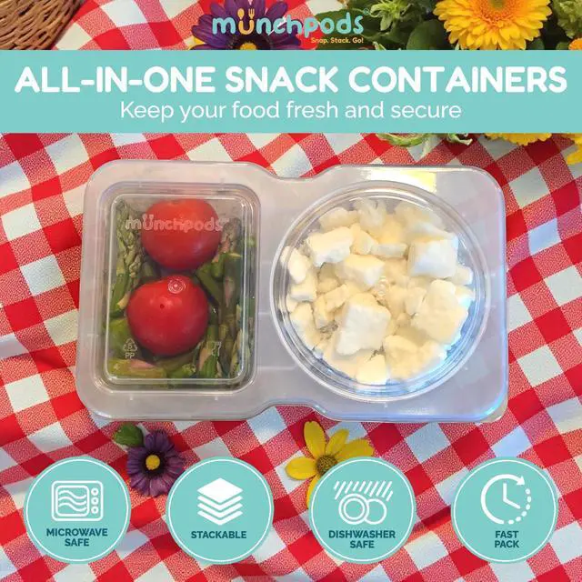 Alt view image 4 of 7 - Reusable Snack Containers with Lids 20 Pack (40 Pieces) Portion control, Snack Pack Containers 2 Double Compartment Snack Containers for Kids On the Go Meals, Camping Snack Tray Prep