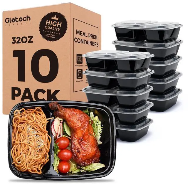 Main image of 10 Pack 32OZ Meal Prep Containers Reusable Microwave Safe,Extra Large &Thick Food Storage Containers With Lids, Durable Bento Boxes BPA-free, Stackable, Dishwasher/Freezer Safe
