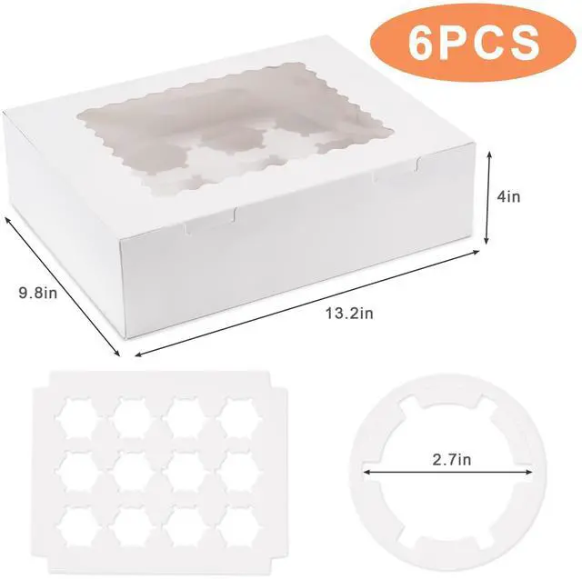 Alt view image 2 of 7 - 6PCS Cupcake Boxes - Hold 12 Count Cupcake Containers with Window, Food Grade Cupcake Holder Easy Transport and Presentation - Ideal for Cupcakes, Desserts, and More