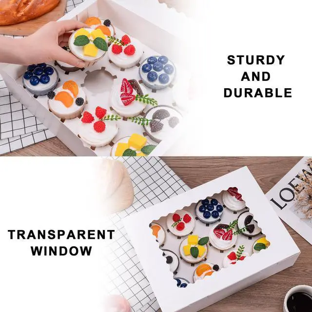 Alt view image 3 of 7 - 6PCS Cupcake Boxes - Hold 12 Count Cupcake Containers with Window, Food Grade Cupcake Holder Easy Transport and Presentation - Ideal for Cupcakes, Desserts, and More