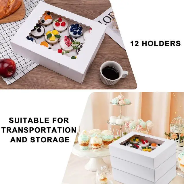 Alt view image 4 of 7 - 6PCS Cupcake Boxes - Hold 12 Count Cupcake Containers with Window, Food Grade Cupcake Holder Easy Transport and Presentation - Ideal for Cupcakes, Desserts, and More