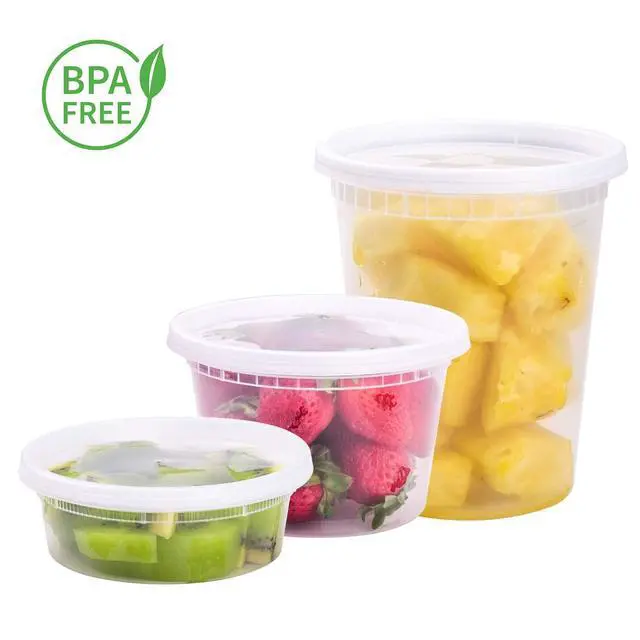 Alt view image 4 of 7 - 24 Sets Plastic Deli Food Containers With Lids, 8 oz 16oz 32oz, 8 sets each, Airtight Food Storage Containers, Freezer/Dishwasher/Microwave Safe, Soup Containers For Takeout Food Storage