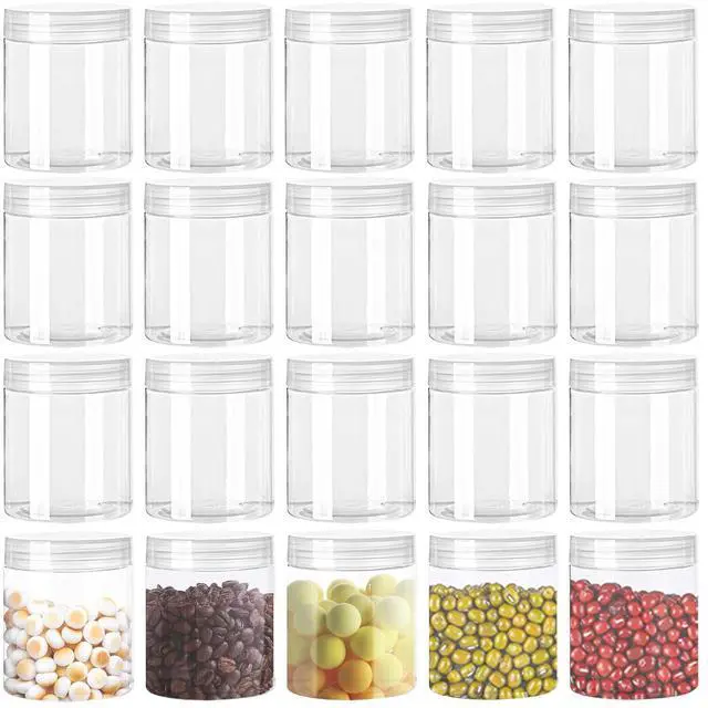 Main image of 20 Pack 4oz Clear Plastic Jars with Lids,115ml Wide-Mouth Refillable Storage Containers,Empty Round Containers for Candy,Beads,Lotion,Slime Making and Food Storage