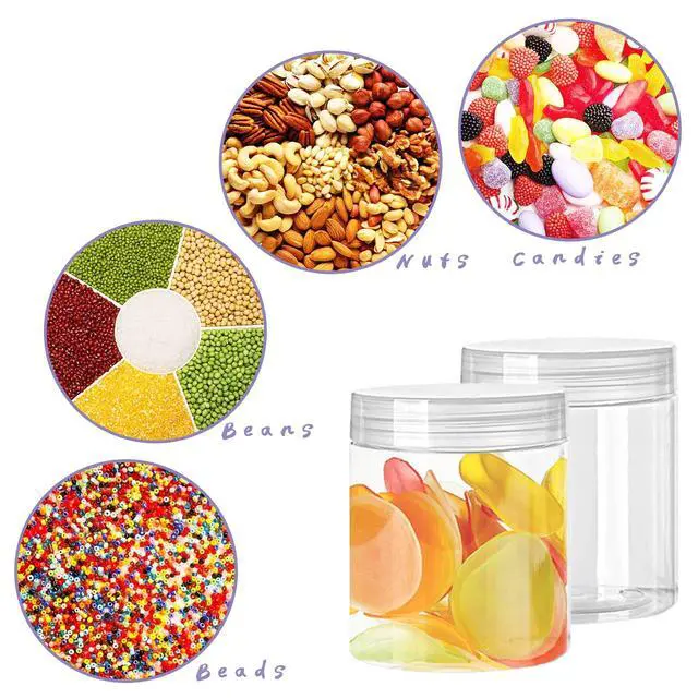 Alt view image 4 of 7 - 20 Pack 4oz Clear Plastic Jars with Lids,115ml Wide-Mouth Refillable Storage Containers,Empty Round Containers for Candy,Beads,Lotion,Slime Making and Food Storage