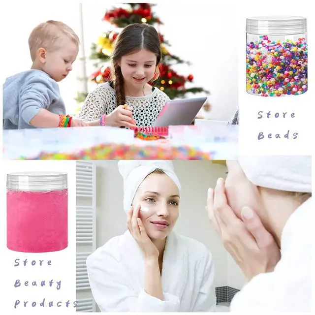 Alt view image 6 of 7 - 20 Pack 4oz Clear Plastic Jars with Lids,115ml Wide-Mouth Refillable Storage Containers,Empty Round Containers for Candy,Beads,Lotion,Slime Making and Food Storage