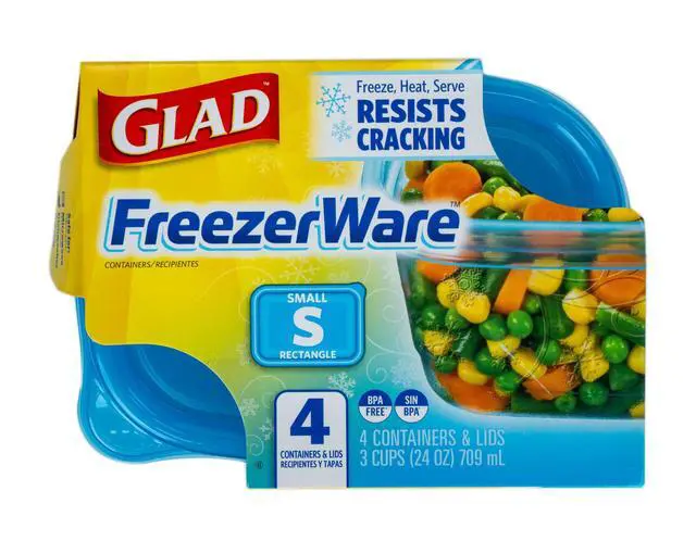 Alt view image 3 of 6 - GladWare FreezerWare Food Storage Containers with Lids, Small Rectangle BPA Free Plastic for Freezing Soups and Meal Prep, Crack Resistant, Microwave Dishwasher Safe, 24 Oz, 4 Count